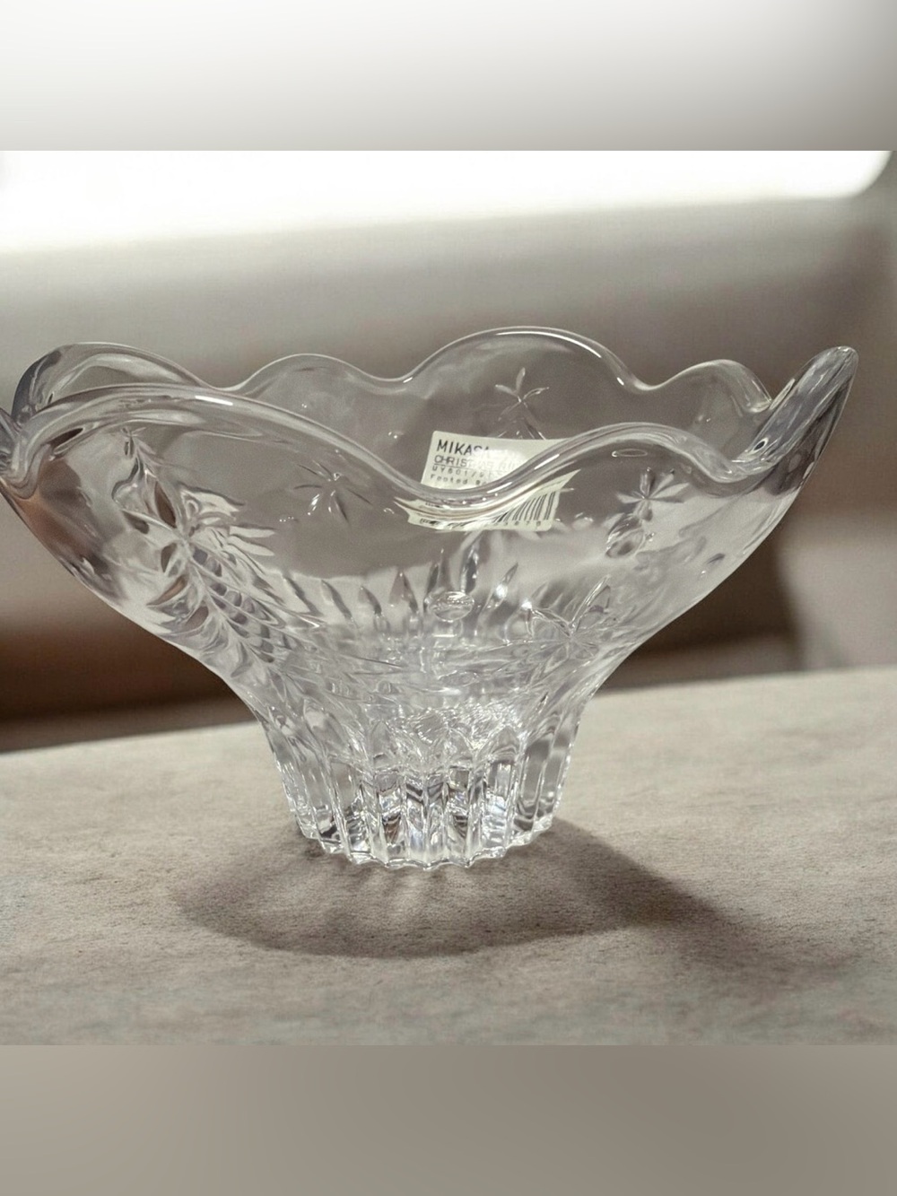 Mikasa Clear Scalloped Pressed-Glass Centerpiece Bowl